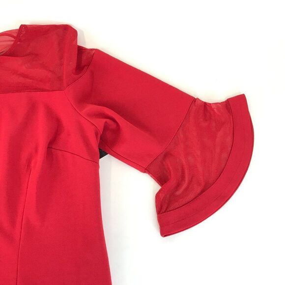 NEW Lane Bryant Shift Dress Women's Plus Size 20 Red Sheer Mesh Keyhole Stretch - Picture 3 of 16